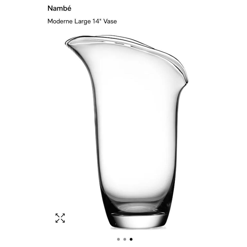 Nambe Moderne Large 14"‎ Glass Flower Vase - Elegant Clear Crystal Home Decor